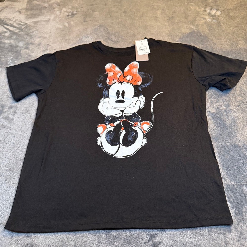 Disney Minnie Mouse Graphic T Shirt Kids Extra Small Black Short Sleeve Tee NWT